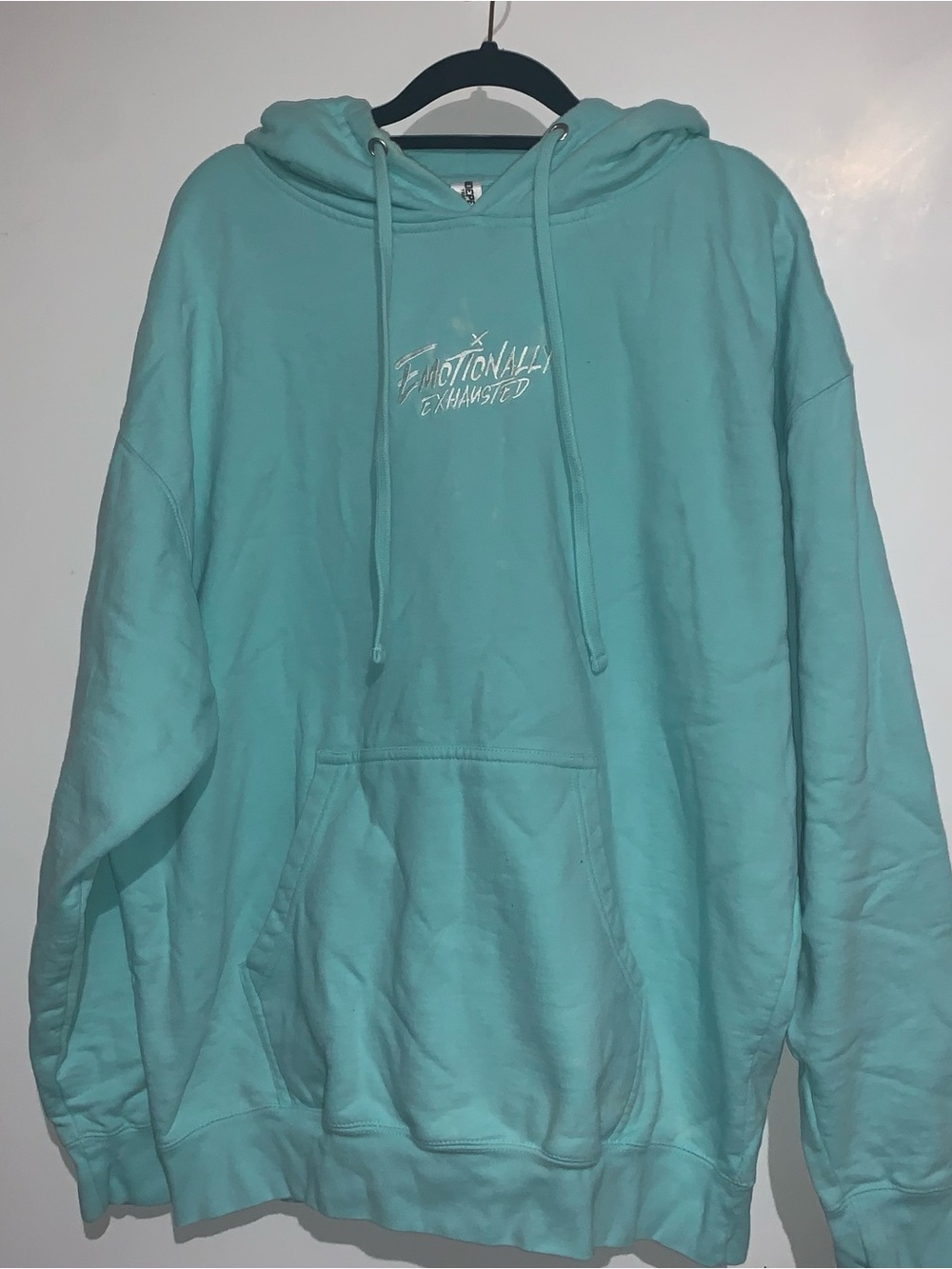 Emotionally Exhausted Men's Teal Hoodie
